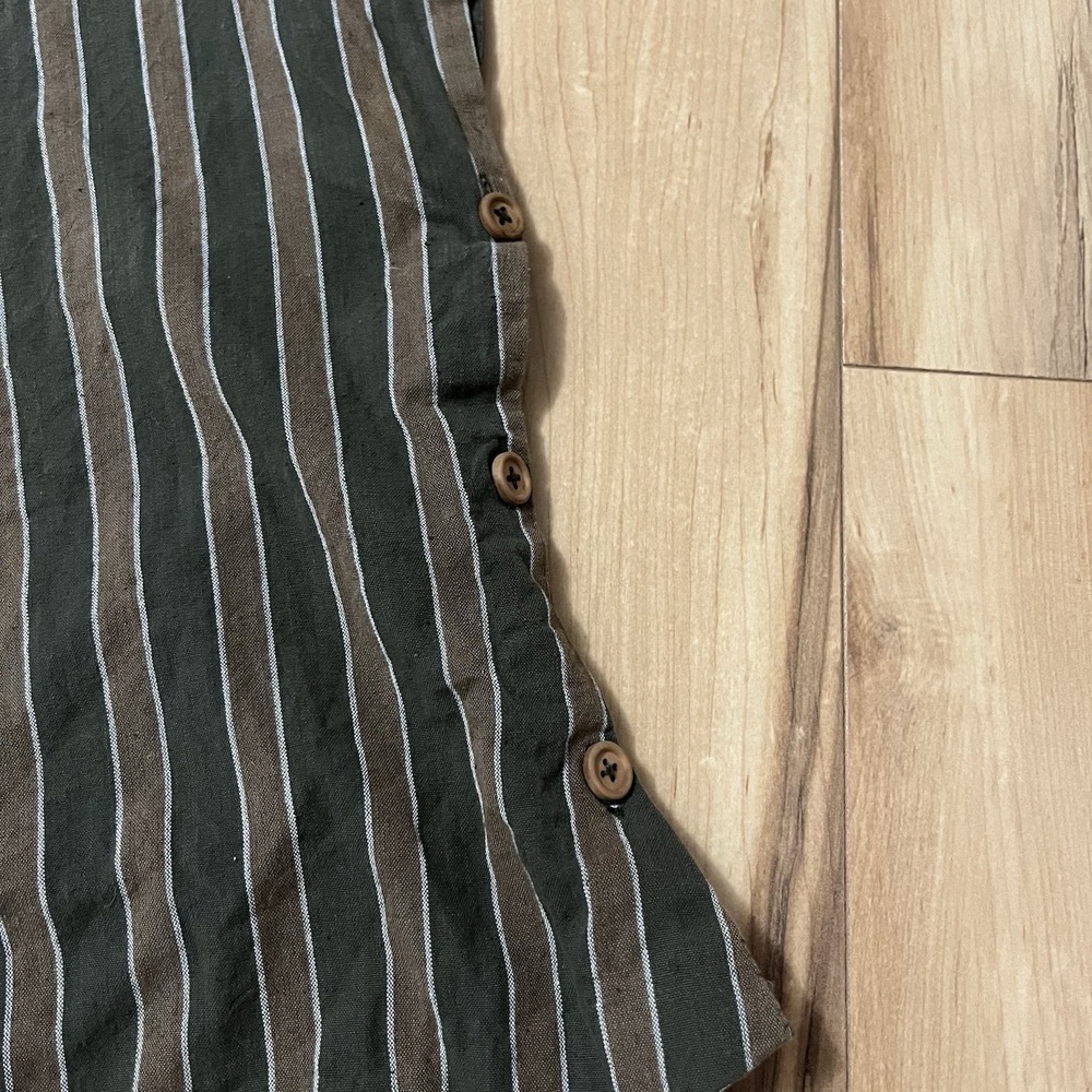 Liz Alig Hand Woven Cotton Shirt Artsy Laganlook Striped Side Button Detail Sz S - Picture 5 of 8